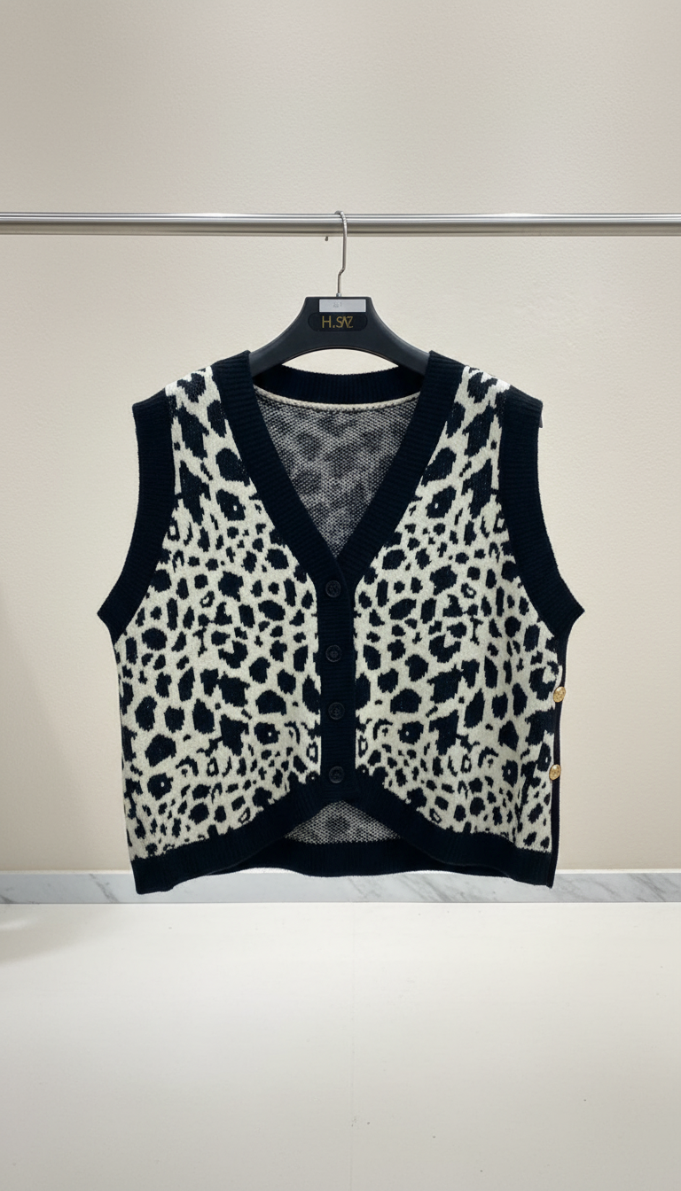 Chic Leopard Pattern Knit Vest