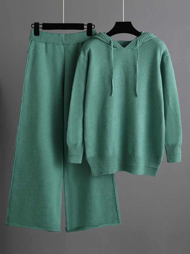 Set Knitted Hooded Pullover