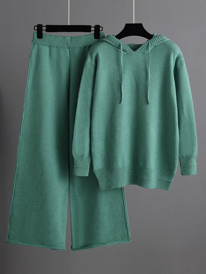 Set Knitted Hooded Pullover