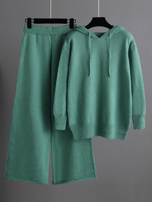 Set Knitted Hooded Pullover