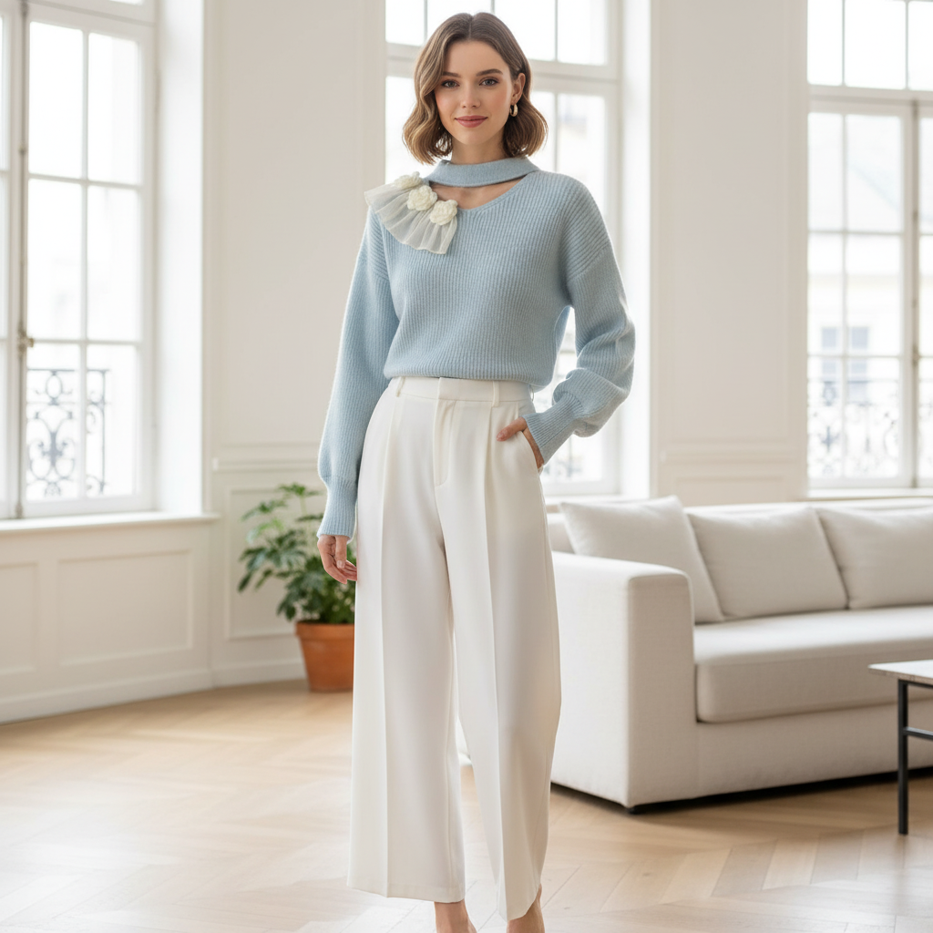 Soft Bow Detail Knit Sweater