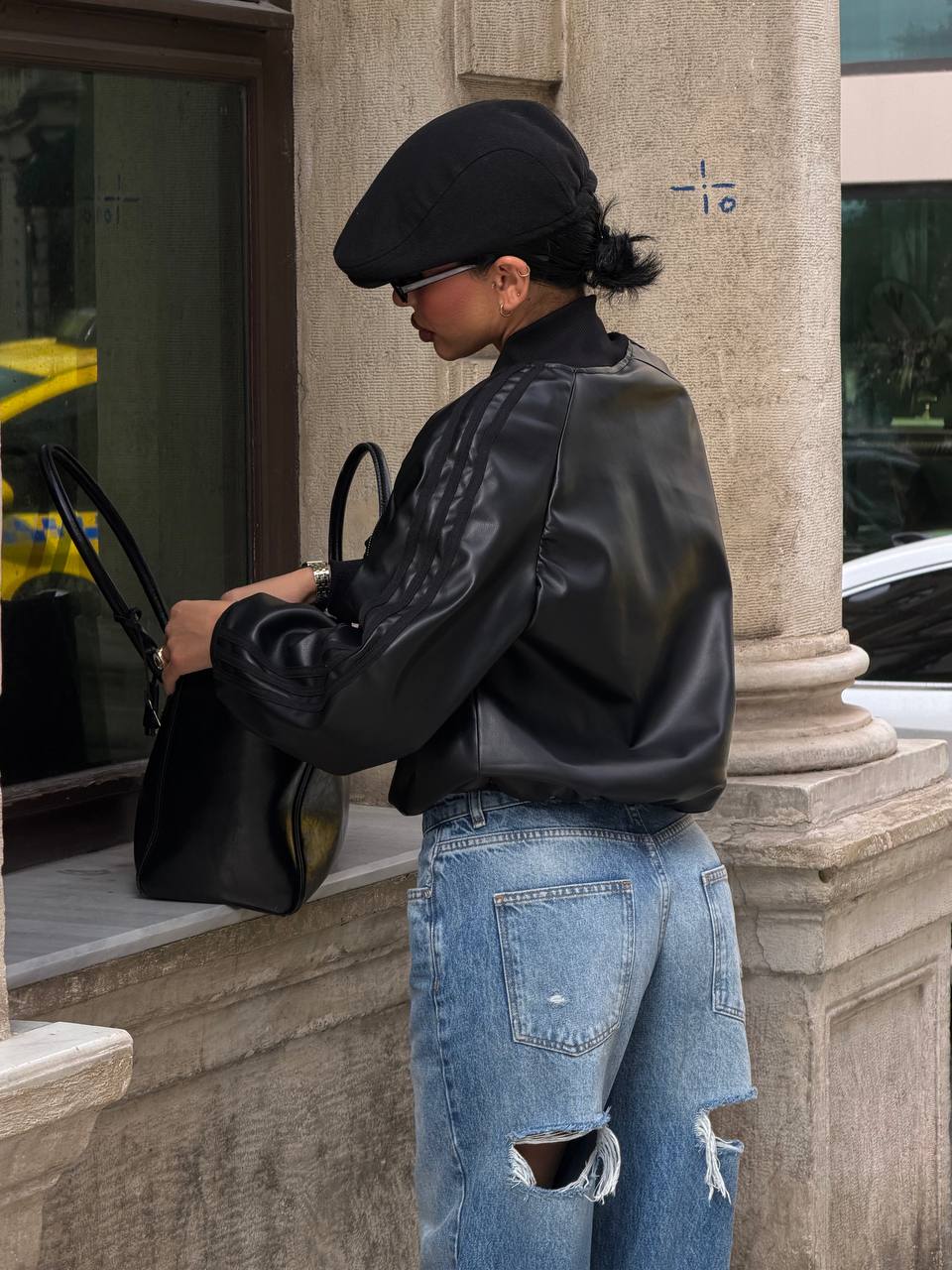 Adidas Leather Bomber Jacket